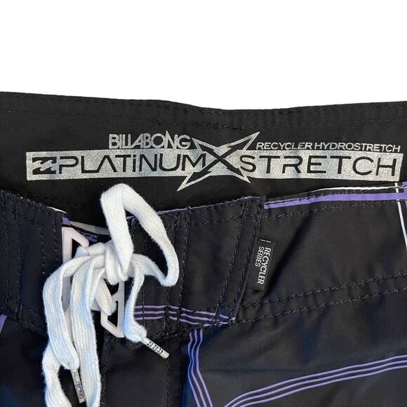 Billabong Mens Recycler Hydrostretch Boardshorts Checkered Purple Black Size 36 - Picture 3 of 8